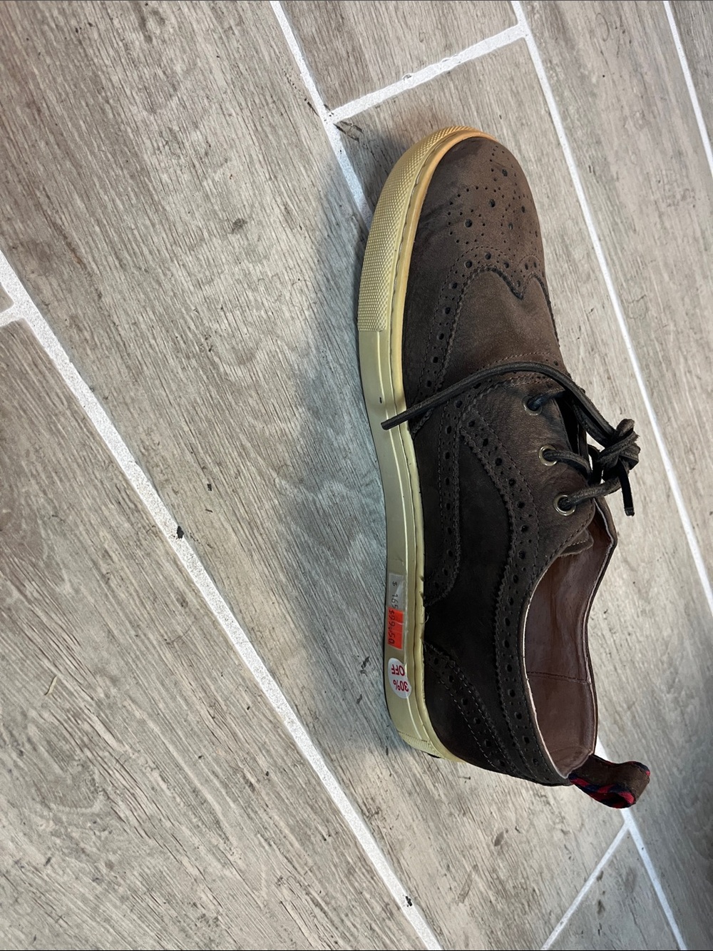Men's Brown Suede Wingtip Oxford Shoe - Polo